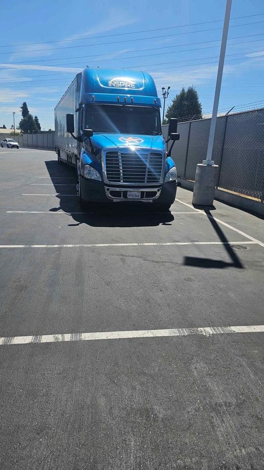 Class A tractor-trailer front view β the starting point for your pre-trip inspection walkaround